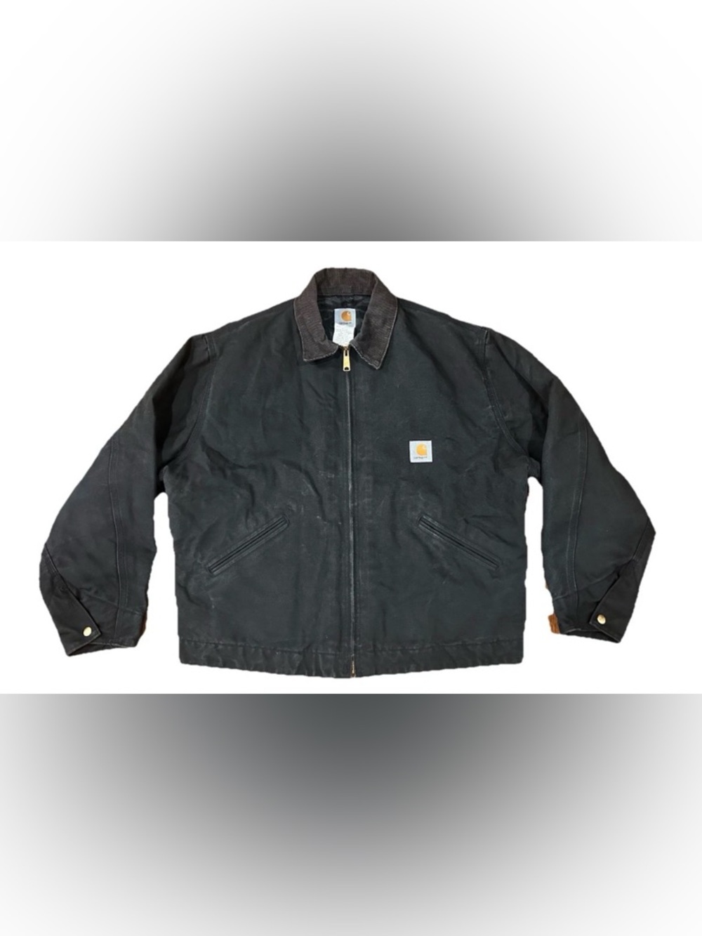 Vintage Carhartt Detroit Jacket Coat J80 BLK Black XL Corduroy Collar 90s USA